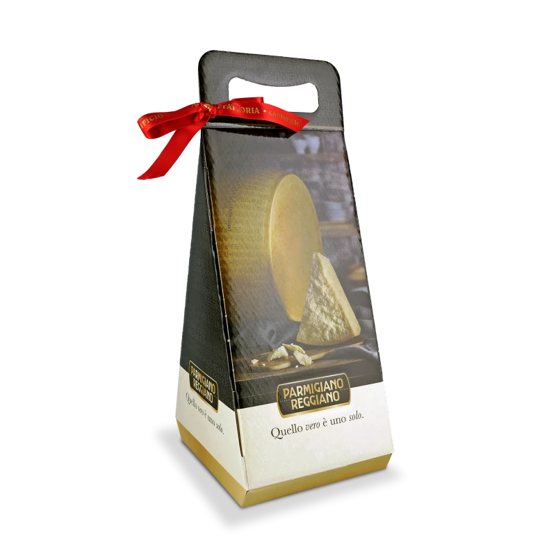 Kartonverpackung f?r Parmesan+ Mini-Rezeptbuch " Fattoria Scalabrini
